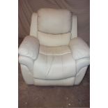 AN CREAM FAUX LEATHER MANUAL RECLINER CHAIR