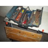 A BLACK & DECKER WORKMATE AND TOOLBOX WITH CONTENTS