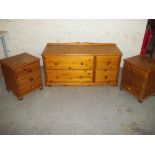 FOUR SOLID PINE CHESTS OF DRAWERSConditionReport:Solid and sturdy, some damage around the knobs