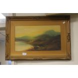 AN UNSIGNED OIL PAINTING DEPICTING A LANDSCAPE SCENE, WIDTH: 64.5 CM, LENGTH: 44 CM