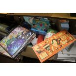 A LARGE BOX OF NEW ITEMS TO INCLUDE MAINLY GAMES AND PUZZLES