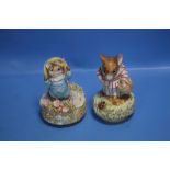 TWO BEATRIX POTTER MUSICAL FIGURES - 'TOM KITTEN' AND A COUNTRY MOUSE