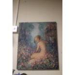 A PAINTING ON CANVAS OF A NUDE 50.5 CM X 61 CM
