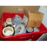 A LARGE QUANTITY OF VARIOUS STICKY TAPE, MASKING TAPE AND PARCEL TAPE