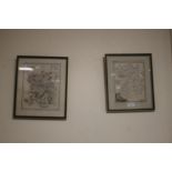 TWO ANTIQUE FRAMED AND GLAZED MAPS ONE OF SHROPSHIRE THE OTHER OF BEDFORD
