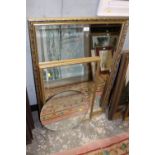 TWO GILT FRAMED RECTANGULAR WALL MIRRORS LARGEST OVERALL SIZE - 98CM X 68CM