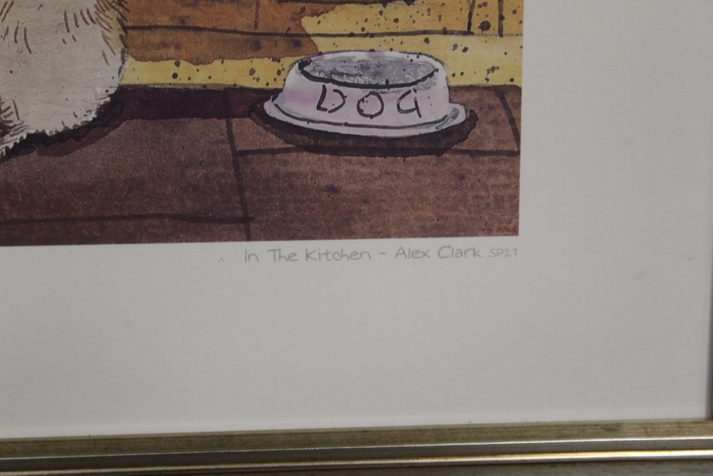 A FRAMED AND GLAZED MODERN ALEX CLARK PRINT ENTITLED IN THE KITCHEN - Image 3 of 3