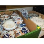 TWO TRAYS OF ASSORTED CERAMICS TO INCLUDE TUREENS, CABINET PLATES ETC