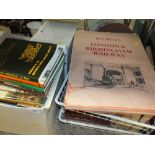 A QUANTITY OF ASSORTED BOOKS TO INCLUDE A VINTAGE BOURNE'S LONDON AND BIRMINGHAM RAILWAY BOOK,