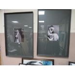 A PAIR OF LARGE 'CHANEL' STYLE PICTURES - OVERALL SIZE 120 X 80 CM