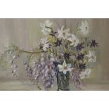 JEAN JAMESON [?] (XX). A still life study of flowers in a vase. Signed lower right, oil on canvas,