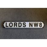 A MODERN WOODEN 'LORDS NW8' STREET SIGN LENGTH - 78CM
