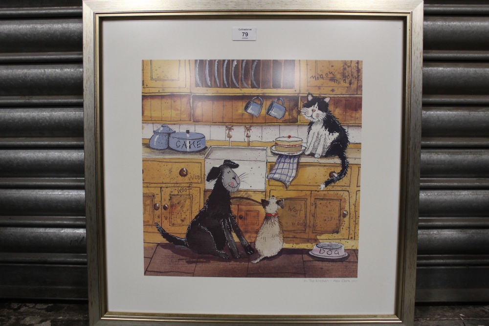 A FRAMED AND GLAZED MODERN ALEX CLARK PRINT ENTITLED IN THE KITCHEN - Image 2 of 3