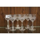 A SET OF SIX PRESSED GLASS LIQUOR GLASSES