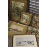 A COLLECTION OF VINTAGE WATERCOLOURS COMPRISING OF COTTAGE SCENES BY J HALLORD ROSS, J F HARDY AND H