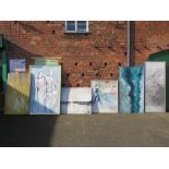 SIX LARGE MODERN PICTURES - LARGEST 188 X 122 CM
