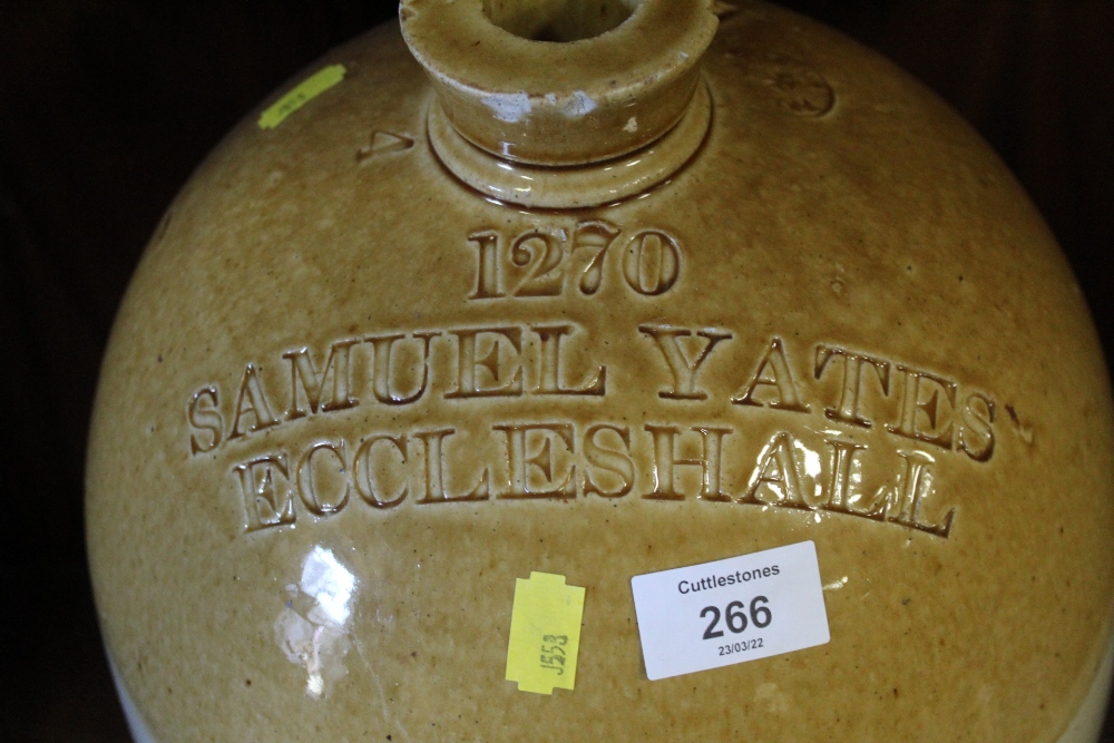 A LARGE STONEWARE ADVERTISING FLAGON FOR SAMUEL YATES OF ECCLESHALL h 47 CM - Image 2 of 3