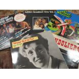 A QUANTITY OF ASSORTED LP RECORDS TOGETHER WITH A SET OF VINTAGE SCALES