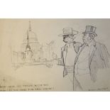 JULIAN ROSSI ASHTON (1851-1942). An illustration of two gentlemen before St. Paul's Cathedral 'Now
