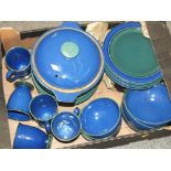 A TRAY OF DENBY TEA AND DINNERWARE
