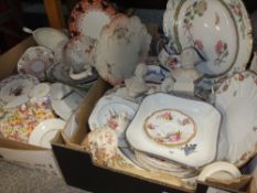 TWO TRAYS OF ASSORTED CERAMICS TO INCLUDE SPODE, ROYAL DOULTON, MATT FINISH BUSTS ETC