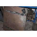 A BENTLEY FUEL TANK, radiator bracket, leaf spring, various exhaust pipe sections, rear boot lid etc