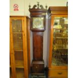 AN ANTIQUE OAK BRASS FACED LONGCASE CLOCK BY FRANCE OF WARRINGTON, EIGHT DAY MOVEMENT WITH TWIN