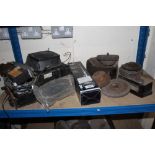 THREE BOXES CONTAINING BENTLEY OIL FILTER CANISTERS, water pump, cable sheaths, heater radiator,