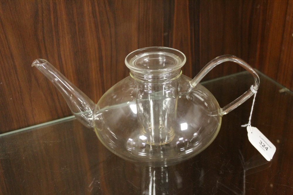 A JENAER GLASS TEAPOT AND COVER WITH ORIGINAL INFUSER, by Schorr & Genossen, Mainz, designed by