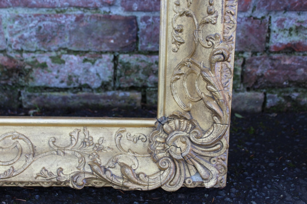 A 19TH CENTURY DECORATIVE GOLD FRAME WITH CORNER EMBELLISHMENTS, and design to corner edge, frame - Image 4 of 6