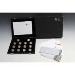 A COMPLETE CASED ROYAL MINT 2008 25TH ANNIVERSARY £1 COIN SET, with fourteen £1 coins in sterling