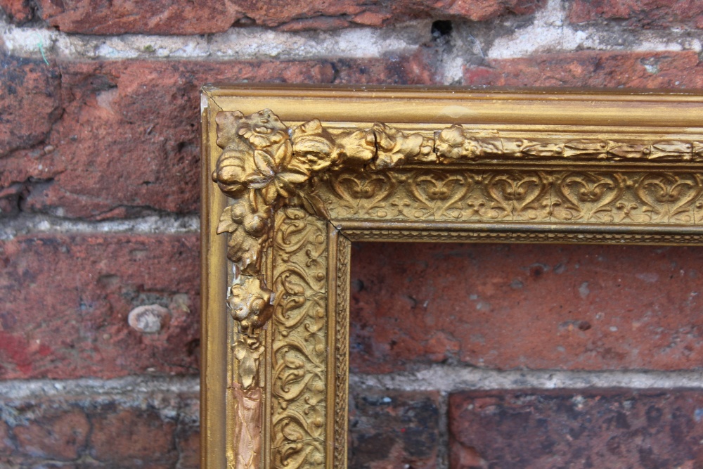 A 19TH CENTURY DECORATIVE GOLD FRAME WITH SOME RESTORATION, frame W 6 cm, rebate 51 x 34 cm - Image 2 of 6