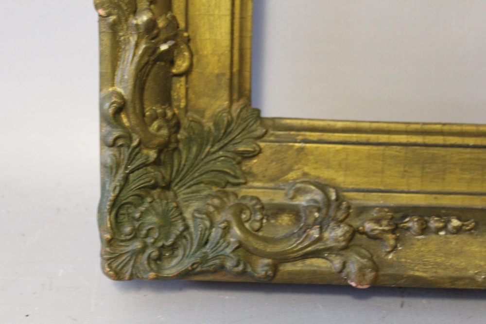 A NINETEENTH CENTURY GOLD FRAME, with corner embellishments, width of frame 7 cm, rebate 44 x 37 cm - Image 5 of 6