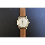 A VINTAGE OMEGA SEAMASTER AUTOMATIC WRIST WATCH, on replacement leather strap, Dia 3.75 cm