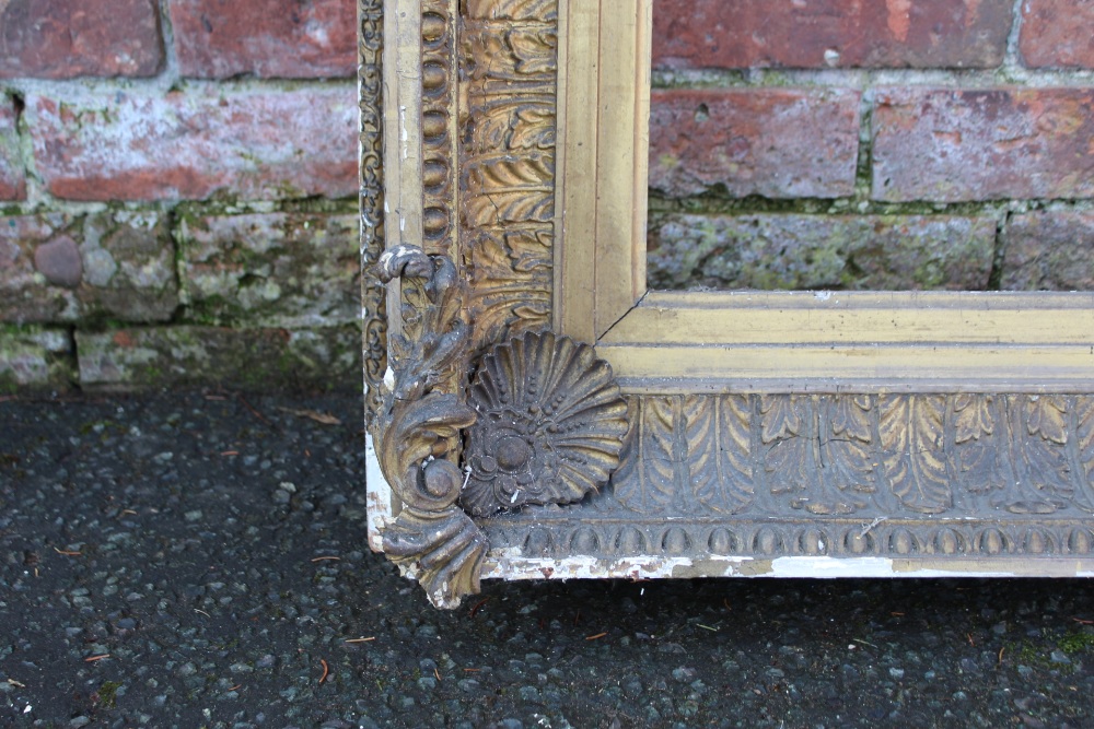 A 19TH CENTURY GILT PICTURE FRAME, plain slip, with acanthus moulded detail, frame W 14 cm, rebate - Image 5 of 6