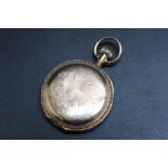 AN A.W.W.CO WLATHAM MASS ENGRAVED GOLD PLATED FULL HUNTER MANUAL WIND POCKET WATCH, the case