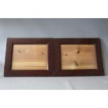 A PAIR OF 19TH CENTURY LACQUERED GLAZED FRAMES, frame W 6 cm, rebate 25 x 34 cm
