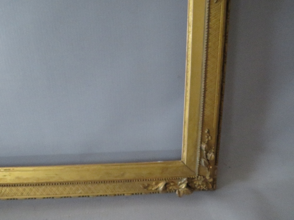 A 19TH CENTURY DECORATIVE GOLD WATERCOLOUR FRAME, with integral gold slip (some damages), frame W - Image 3 of 6