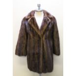 A LADIES VINTAGE RICH MAHOGANY BROWN FUR COAT, fully lined, hook fastening, side pocketsCondition