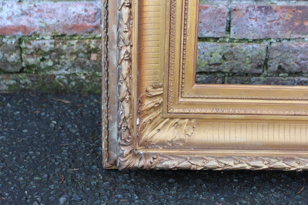A 19TH CENTURY GILT PICTURE FRAME, plain slip, with reeded detail to the frame, frame W 14 cm, - Image 5 of 8