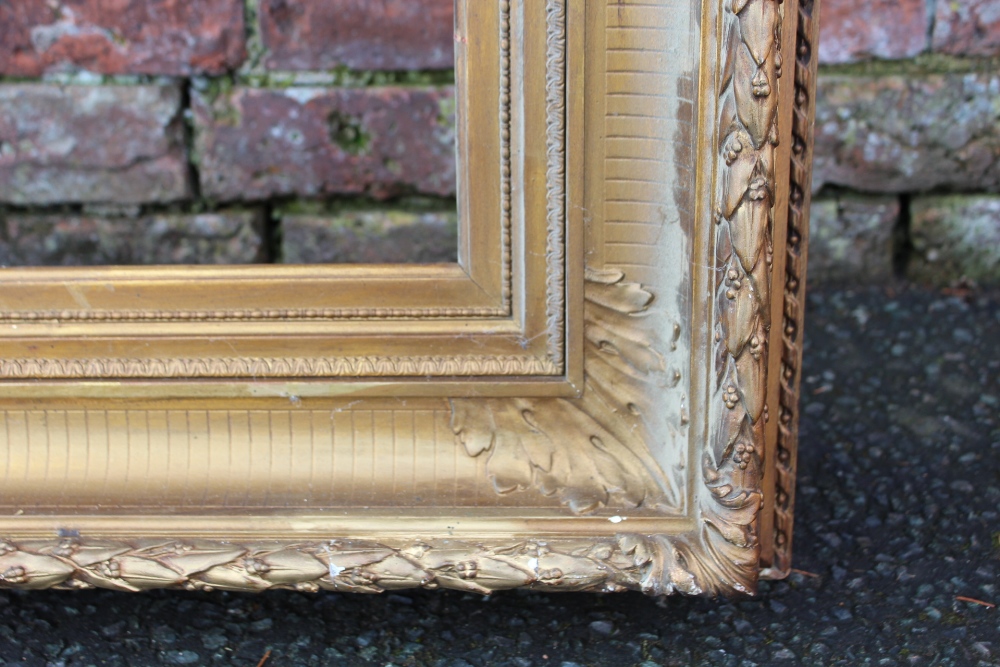 A 19TH CENTURY GILT PICTURE FRAME, plain slip, with reeded detail to the frame, frame W 14 cm, - Image 4 of 8