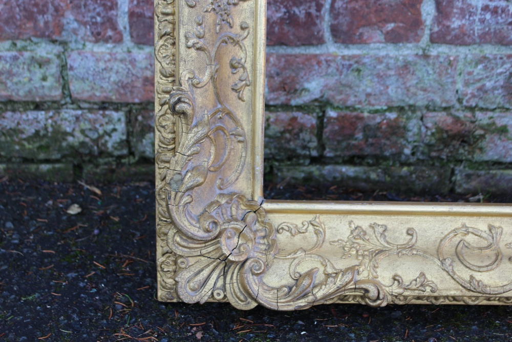 A 19TH CENTURY DECORATIVE GOLD FRAME WITH CORNER EMBELLISHMENTS, and design to corner edge, frame - Image 5 of 6