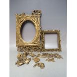TWO 19TH CENTURY FLORENTINE FRAMES, oval site of one 19 x 13 cm, rebate 23 x 17 cm, in need of
