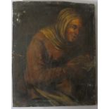 (XIX). Continental school, an interior scene with a figure reading, unsigned, oil on panel,