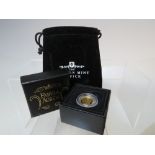 A 2009 ST GEORGE AND DRAGON GOLD PROOF HALF CROWN COIN, with box, drawstring bag and certificate