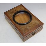 AN ANTIQUE WALNUT CARD VIEWER, W 14 cm