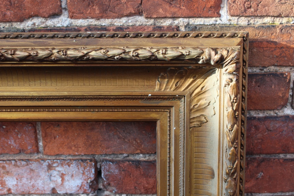 A 19TH CENTURY GILT PICTURE FRAME, plain slip, with reeded detail to the frame, frame W 14 cm, - Image 3 of 8