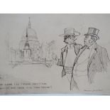 JULIAN ROSSI ASHTON (1851-1942). An illustration of two gentlemen before St. Paul's Cathedral 'Now