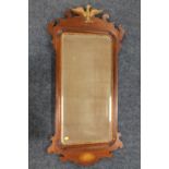 A CONTEMPORARY GEORGIAN STYLE MAHOGANY PIER MIRROR, having bevelled glass plate, gilt painted