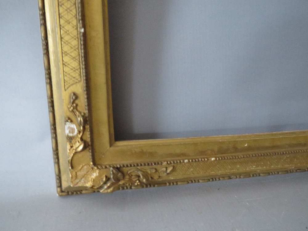 A 19TH CENTURY DECORATIVE GOLD WATERCOLOUR FRAME, with integral gold slip (some damages), frame W - Image 4 of 6
